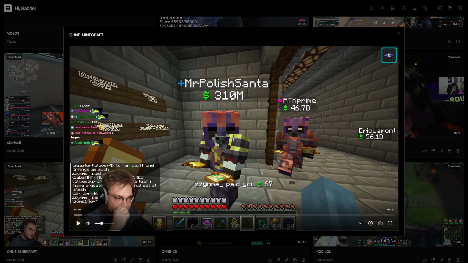 Native player showing a clip