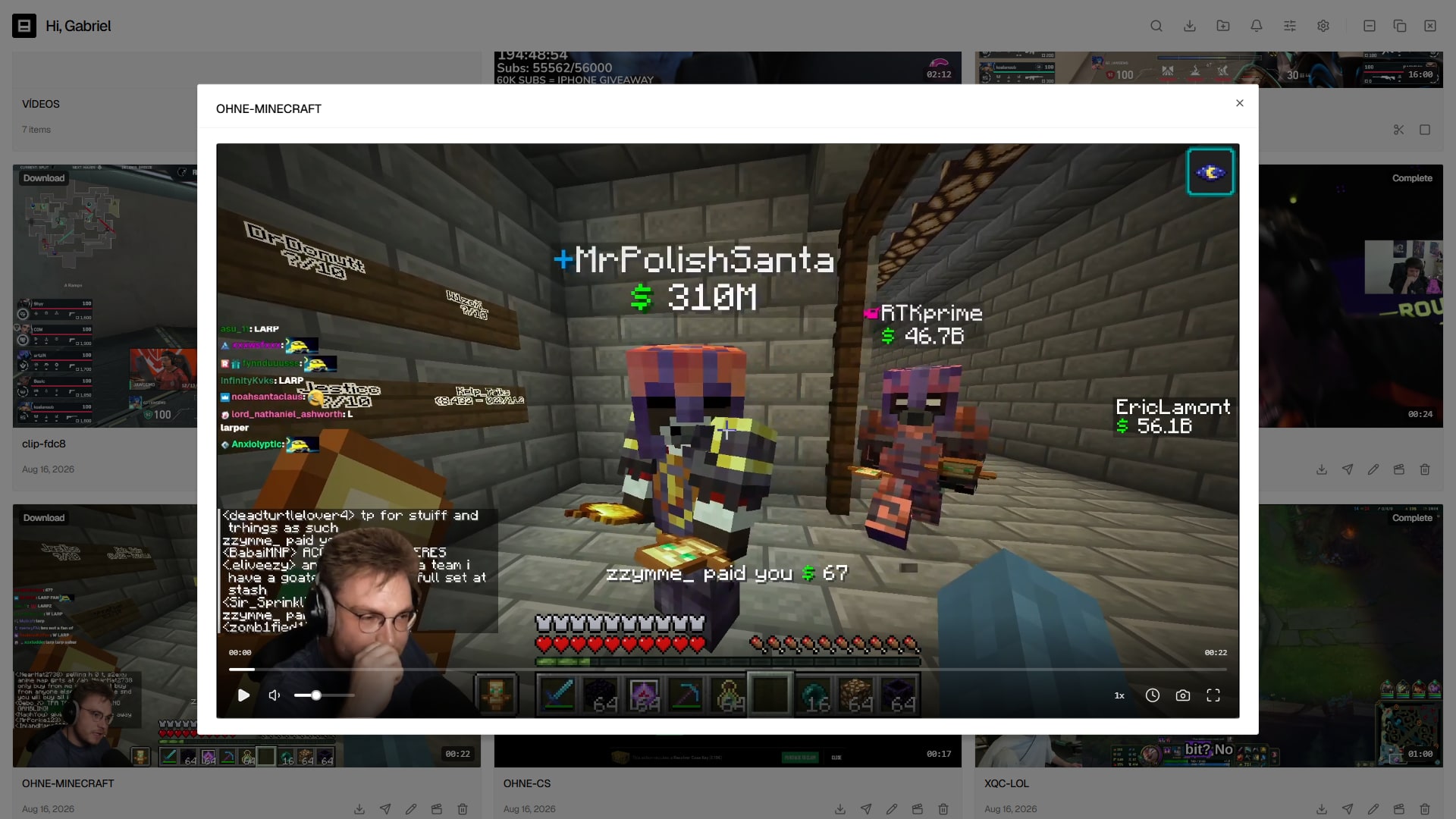Native player showing a clip